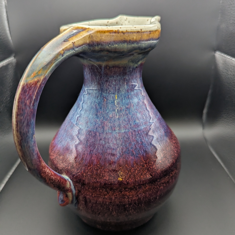 Handcrafted Multicolor Ceramic Pitcher - Picture 3 of 12